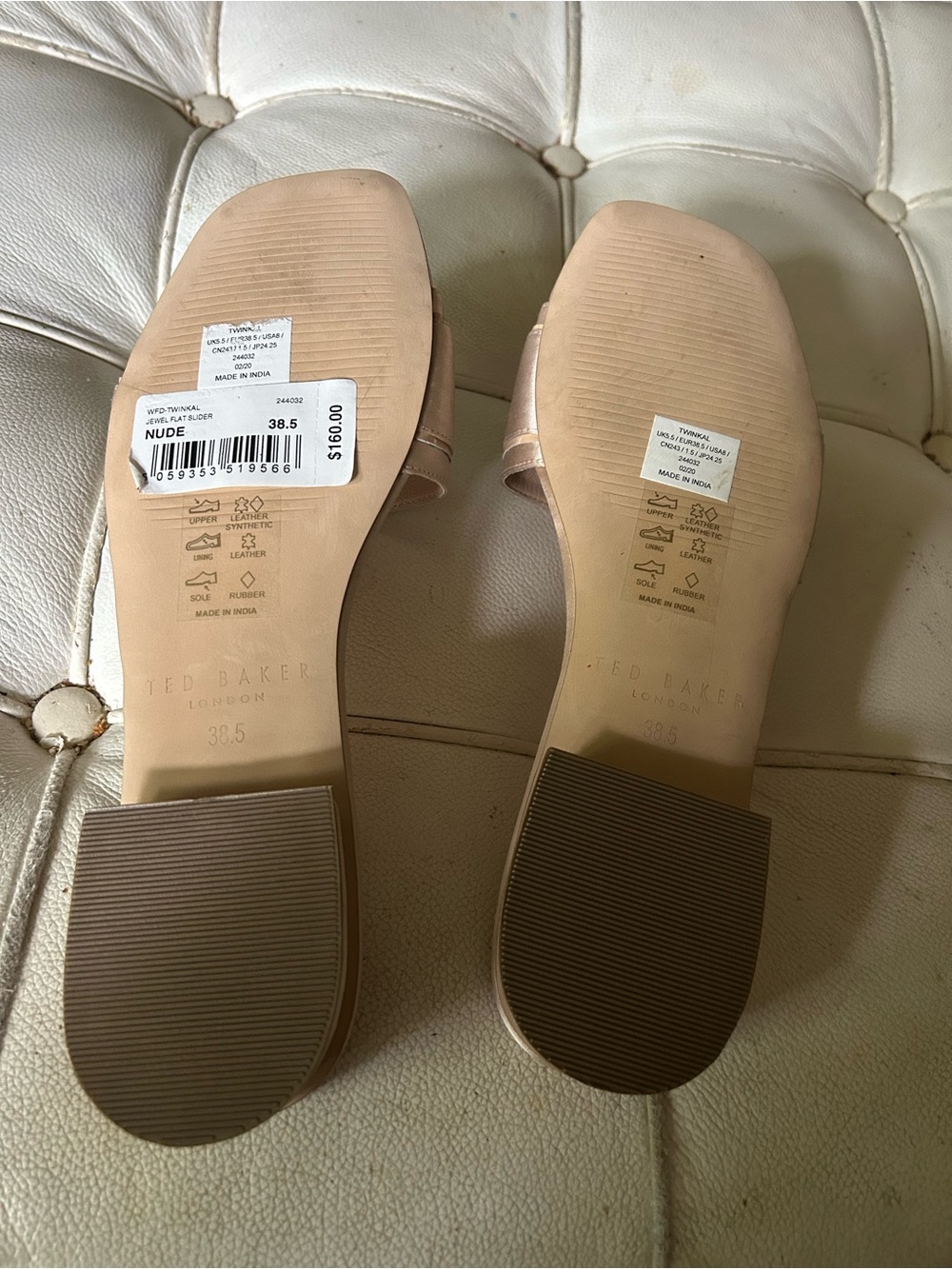 Ted Baker Blush Pink Crystal Hexagon Slide Mules sz 8 NEW - Picture 4 of 7